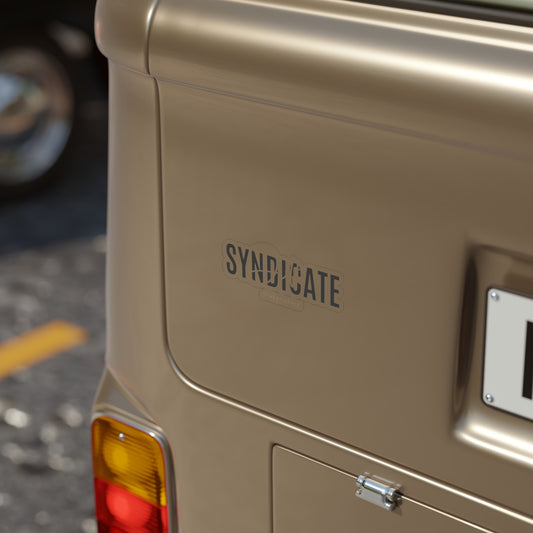 Bold 'SYNDICATE' Die-Cut Outdoor Sticker - Durable Transparent Vinyl for Cars and Gear