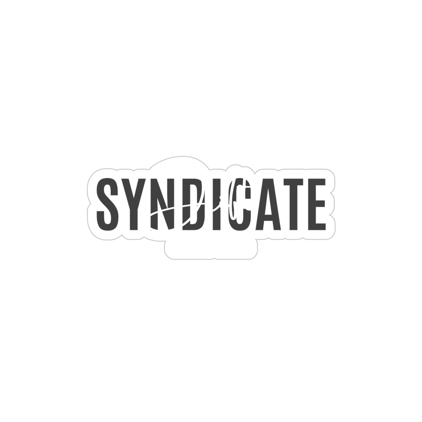 Bold 'SYNDICATE' Die-Cut Outdoor Sticker - Durable Transparent Vinyl for Cars and Gear